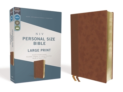 NIV, Personal Size Bible, Large Print, Leathersoft, Brown, Red Letter, Comfort Print - Zondervan