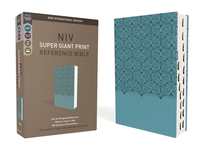 Niv, Super Giant Print Reference Bible, Leathersoft, Teal, Red Letter, Thumb Indexed, Comfort Print - Zondervan