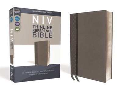 NIV, Thinline Reference Bible, Imitation Leather, Gray, Red Letter Edition, Comfort Print - Zondervan