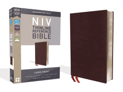 NIV, Thinline Reference Bible, Large Print, Bonded Leather, Burgundy, Red Letter Edition, Comfort Print