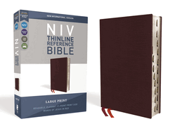 NIV, Thinline Reference Bible, Large Print, Bonded Leather, Burgundy, Red Letter Edition, Indexed, Comfort Print