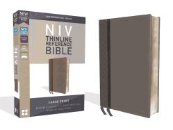NIV, Thinline Reference Bible, Large Print, Imitation Leather, Gray, Red Letter Edition, Comfort Print