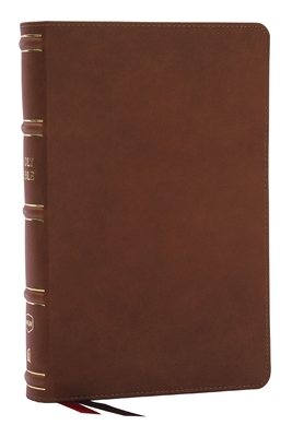 Nkjv, Single-Column Reference Bible, Verse-By-Verse, Brown Genuine Leather, Red Letter, Comfort Print - Thomas Nelson