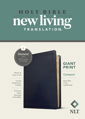 NLT Compact Giant Print Bible, Filament-Enabled Edition (Leatherlike, Navy Blue Cross, Red Letter) - Tyndale (Creator)
