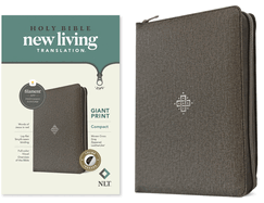 NLT Compact Giant Print Zipper Bible, Filament-Enabled Edition (Leatherlike, Woven Cross Gray, Red Letter)