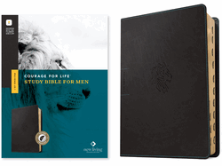 NLT Courage for Life Study Bible for Men (Leatherlike, Onyx Lion, Indexed, Filament Enabled)