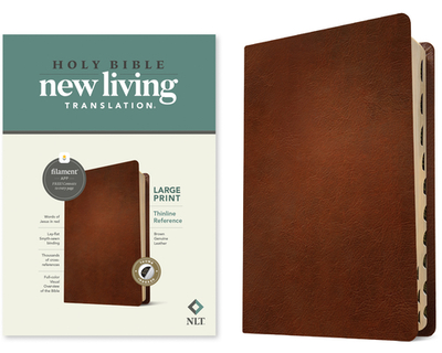 NLT Large Print Thinline Reference Bible, Filament Enabled (Genuine Leather, Brown, Indexed, Red Letter) - Tyndale (Creator)