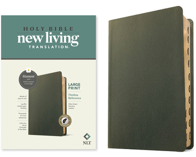 NLT Large Print Thinline Reference Bible, Filament Enabled (Genuine Leather, Olive Green, Indexed, Red Letter) - Tyndale (Creator)