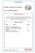 North Carolina Criminal Law and Procedure-Pamphlet 86