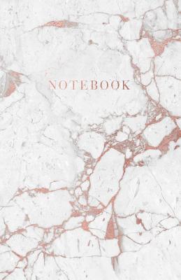 Notebook: Beautiful White and Rose Gold Marble 5.5 X 8.5 - A5 Size - Paperlush Press
