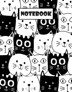 Notebook: Black And White Cats Notebook and Lined pages, Extra large (8.5 x 11) inches, 110 pages, White paper (Notebook for Girls)