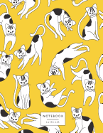 Notebook: Cat on Yellow Cover and Lined Pages, Extra Large (8.5 X 11) Inches, 110 Pages, White Paper