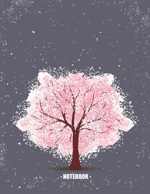 Notebook: cherry blossom on grey cover and Dot Graph Line Sketch pages, Extra large (8.5 x 11) inches, 110 pages, White paper, Sketch, Draw and Paint - Madoo, A