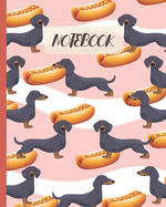 Notebook: Cute Black & Tan Dachshunds & Hot Dog - Lined Notebook, Diary, Track, Log & Journal - Gift Idea for Boys Girls Teens Men Women (8"x10" 120 Pages)