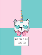 Notebook: Cute Cat on Pastel Color Cover and Lined Pages, Extra Large (8.5 X 11) Inches, 110 Pages, White Paper