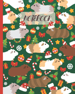 Notebook: Cute Guinea Pigs Cartoon & Christmas Party - Lined Notebook, Diary, Track, Log & Journal - Gift Idea for Boys Girls Teens Men Women (8"x10" 120 Pages)