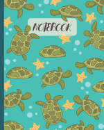 Notebook: Cute Turtle & Starfish Cartoon - Lined Notebook, Diary, Track, Log & Journal - Gift Idea for Kids, Teens, Men, Women (8"x10" 120 Pages)