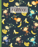Notebook: Hanging Monkeys Cartoon & Bananas - Lined Notebook, Diary, Track, Log & Journal - Cute Gift Idea for Boys, Girls, Teens, Men, Women (8" x10" 120 Pages)