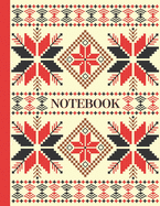 Notebook: Ruled pages - 8.5 x 11 inches - 100 pages - My Fallahi Cross Stitch Embroidery Pattern (RED & CREAM)