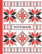 Notebook: Ruled pages - 8.5 x 11 inches - 100 pages - My Fallahi Cross Stitch Embroidery Pattern (RED)