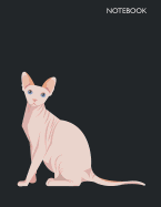 Notebook: Sphynx on Black Cover and Lined Pages, Extra Large (8.5 X 11) Inches, 110 Pages, White Paper