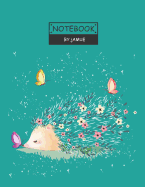Notebook: Spring hedgehog and butterfly green cover and Lined pages, Extra large (8.5 x 11) inches, 110 pages, White paper