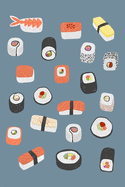 Notes: A Blank Lined Journal with Sushi Pattern Cover Art