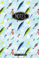 Notes: Fishing Lures Pattern Notebook 6"X9" 120 Pages College Ruled