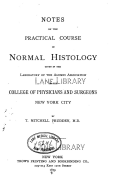 Notes on the Practical Course in Normal Histology