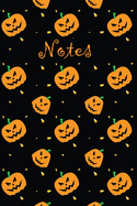 Notes: Pumpkin Notebook -Blank Lined Wide-Ruled Notebook with Fun Black and Orange Pumpkin Design-6x9-100 Wide-Ruled pages- Perfect Journal for Note-Taking, Journaling, Recipes, School or Halloween Fun