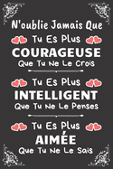 N'oublie Jamais Que Tu Es Plus Courageuse Que Tu Ne Le Crois: Id?e Cadeau Original Pour Femme, Un Carnet De Notes Pour Transmettre Un Message Positif ? Sa Copine, Sa Meilleure Amie, Sa Fille, Sa Maman, Sa Soeur