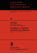 Ntg/GI Gesellschaft Fur Informatik Nachrichtentechnische Gesellschaft. Fachtagung "Cognitive Verfahren Und Systeme": Hamburg, 11.-13. April 1973