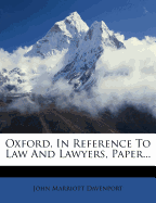 Oxford, in Reference to Law and Lawyers, Paper