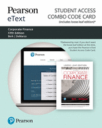 Pearson Etext for Corporate Finance -- Combo Access Card