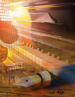 Piano Guitar and Fountain Pen Blank Sheet Music Notebook: Blank Sheet Music Composition Practice Music Manuscript Staff Paper Notebook - 13 Staves, 200 Pages / 100 Sheets, 8-1/2 X 11 - Designs, Versatile
