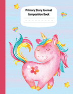 Pink Unicorn Pastel Primary Story Journal Composition Book: Grade Level K-2 Draw and Write, Dotted Midline Creative Picture Notebook Early Childhood to Kindergarten (Fantasy Magical Creatures)