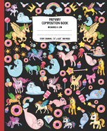 Primary Composition Book: Magic Rainbow Sea Lion Writing and Drawing Book for Girls - K-2 Unicorn Dashed Midline and Picture Space School Story Journal Paper
