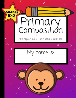 Primary Composition: Grades K-2 - Primary Journal - Dotted Lines and Picture Space to Draw - 100 Pages - Red Purple Fade - Printing Press, Smart Kids