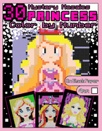 Princess Coloring Book: Mystery Mosaics: Color by Number with 30 Princesses for Girls, Sassy Color Quest on Black Paper, Royal Pixel Art Coloring Book for Girls 4mm Squares