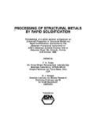 Processing of Structural Metals by Rapid Solidification - Froes, F. H. (Editor), and Savage, S.J. (Editor)