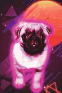 Pug Journal 80s Neon (Vol 2): Glowing Disco Rave Pug Dog Lined Composition Book/Diary/Journal for Students, 6 X 9, 130 Pages, Retro Fuchsia Peach