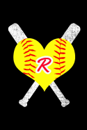 R Monogram Initial Softball Journal: Letter R Softball Notebook, 6x9 Lined Blank Notebook, 150 Pages, Journal to Write in for Journaling, Notes, or Inspirational Quotes, Paperback Composition Book