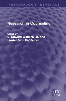 Research in Counseling - Watkins Jr, C Edward (Editor), and Schneider, Lawrence J (Editor)