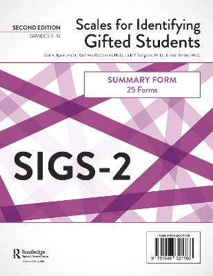 Scales for Identifying Gifted Students (SIGS-2): Summary Forms (25 Forms) - Ryser, Gail R., and McConnell, Kathleen, and Sanguras, Laila Y.