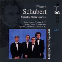 Schubert: Complete String Quartets, Vol. 7 - Andreas Seidel (violin); Ivo Bauer (viola); Leipziger Streichquartett; Matthias Moosdorf (cello); Tilman Bning (violin)