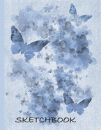 Sketchbook: Beautiful Blue Hydrangea and Butterfly Sketchbook: Perfect for any Adult or Child who loves to draw. 100+ Pages of 8.5"x11" Blank Paper for Drawing, Doodling or Sketching