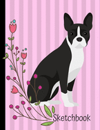 Sketchbook: Boston Terrier Dog Pink Sketch Book 8.5 x 11 Blank Paper 100 Pages Notebook For Drawing Art Journal