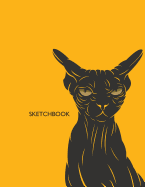 Sketchbook: Sphynx Cat on Dark Yellow Cover (8.5 X 11) Inches 110 Pages, Blank Unlined Paper for Sketching, Drawing, Whiting, Journaling & Doodling
