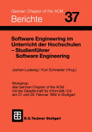 Software Engineering Im Unterricht Der Hochschulen Seuh '92 Und Studienf?hrer Software Engineering