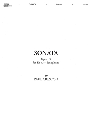 Sonata, Op. 19: For E-Flat Alto Saxophone - Creston, Paul (Composer)